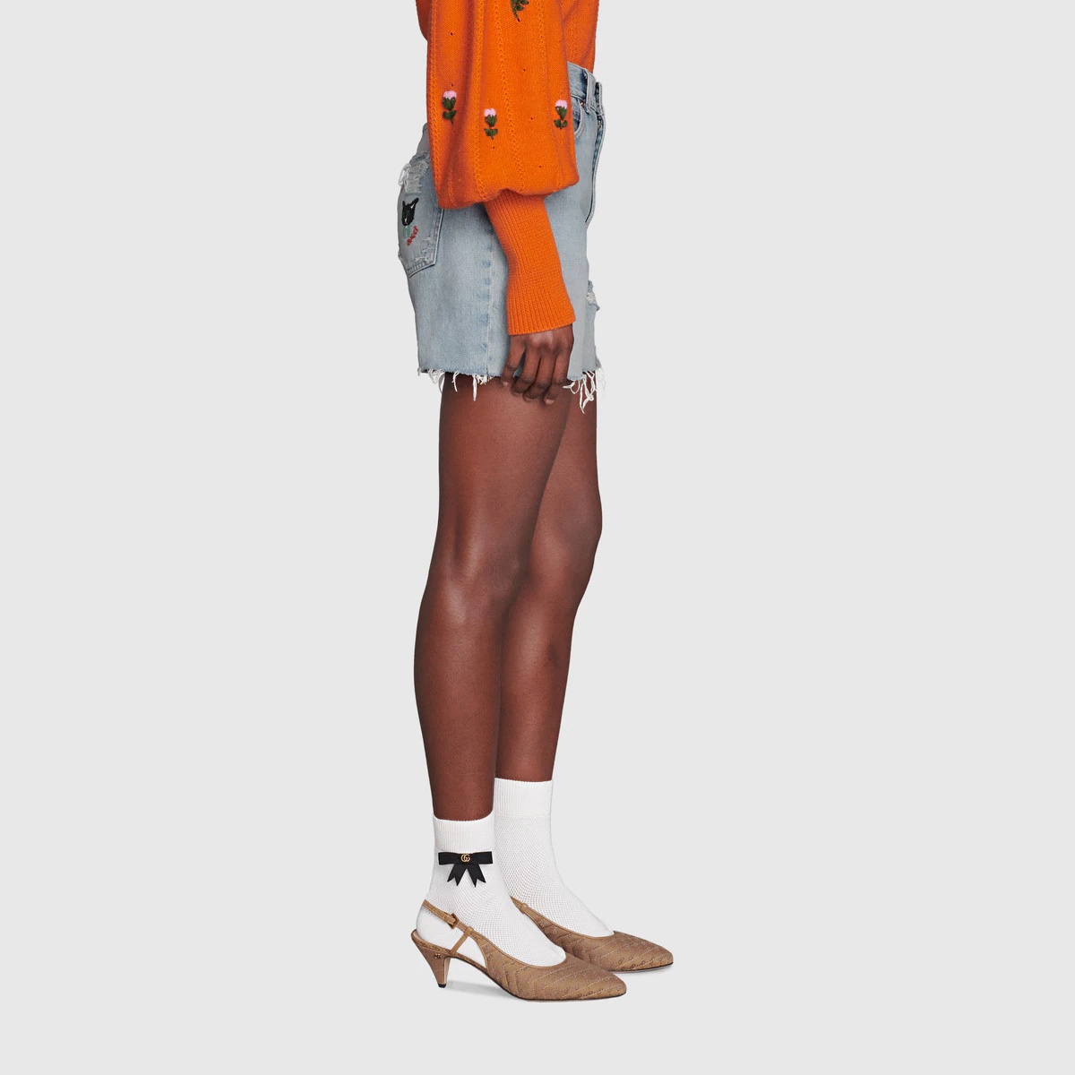 Eco washed organic denim shorts - 4