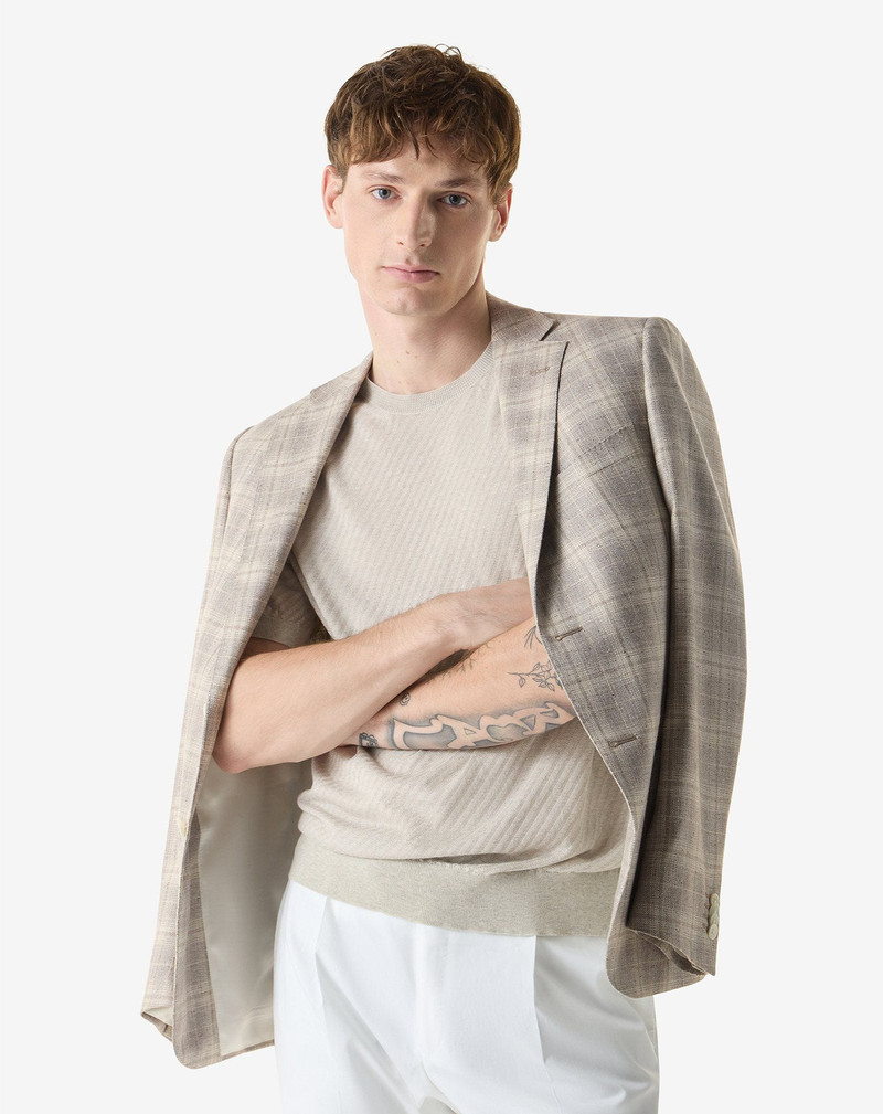 CORNELIANI Grey full zip ice cotton and silk sweatshirt outlook