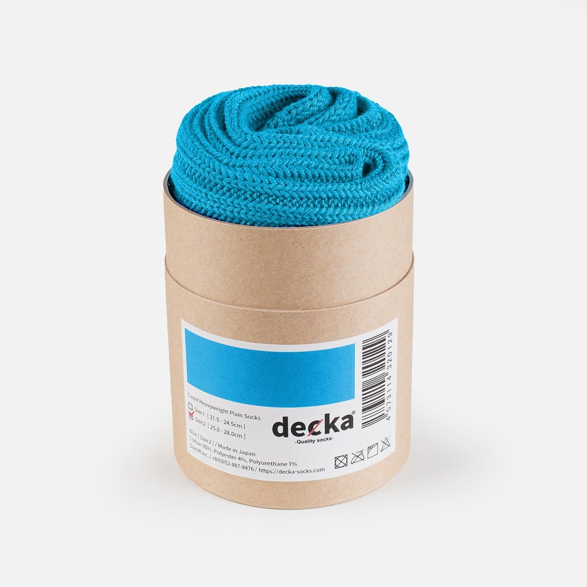 DEC-CAS-N-BLU Decka Cased Heavyweight Plain Socks - Neon Blue - 1