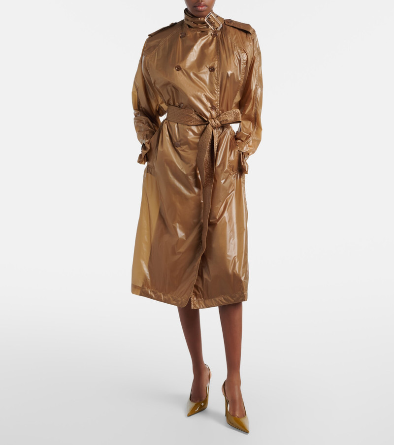 SAINT LAURENT Belted tie-neck trench coat outlook