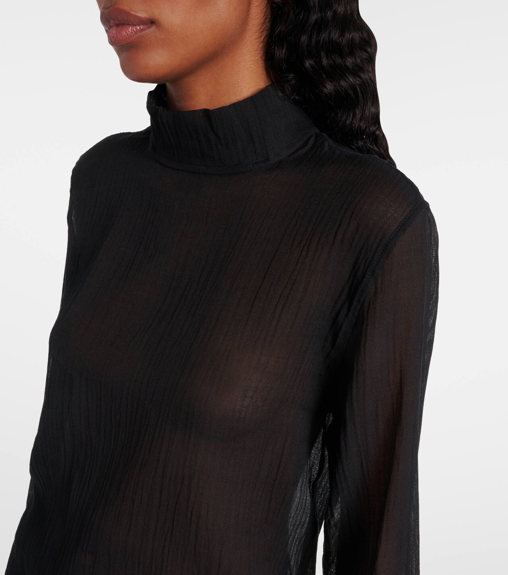 Cotton and silk turtleneck top - 4