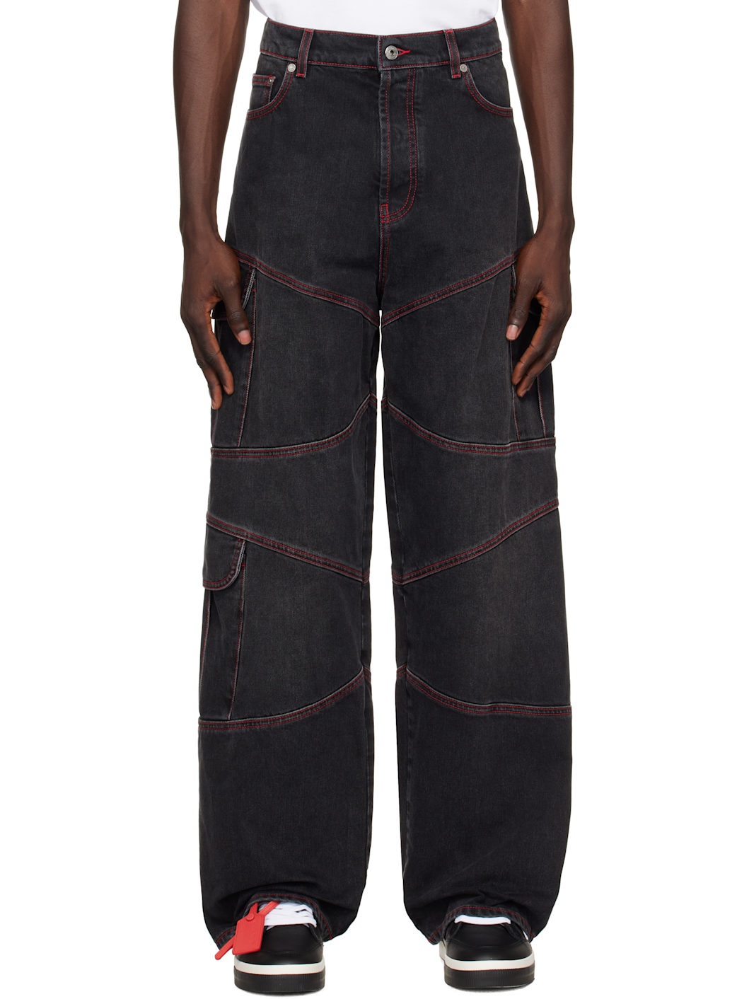 Black Script Samurai Straight Jeans - 1