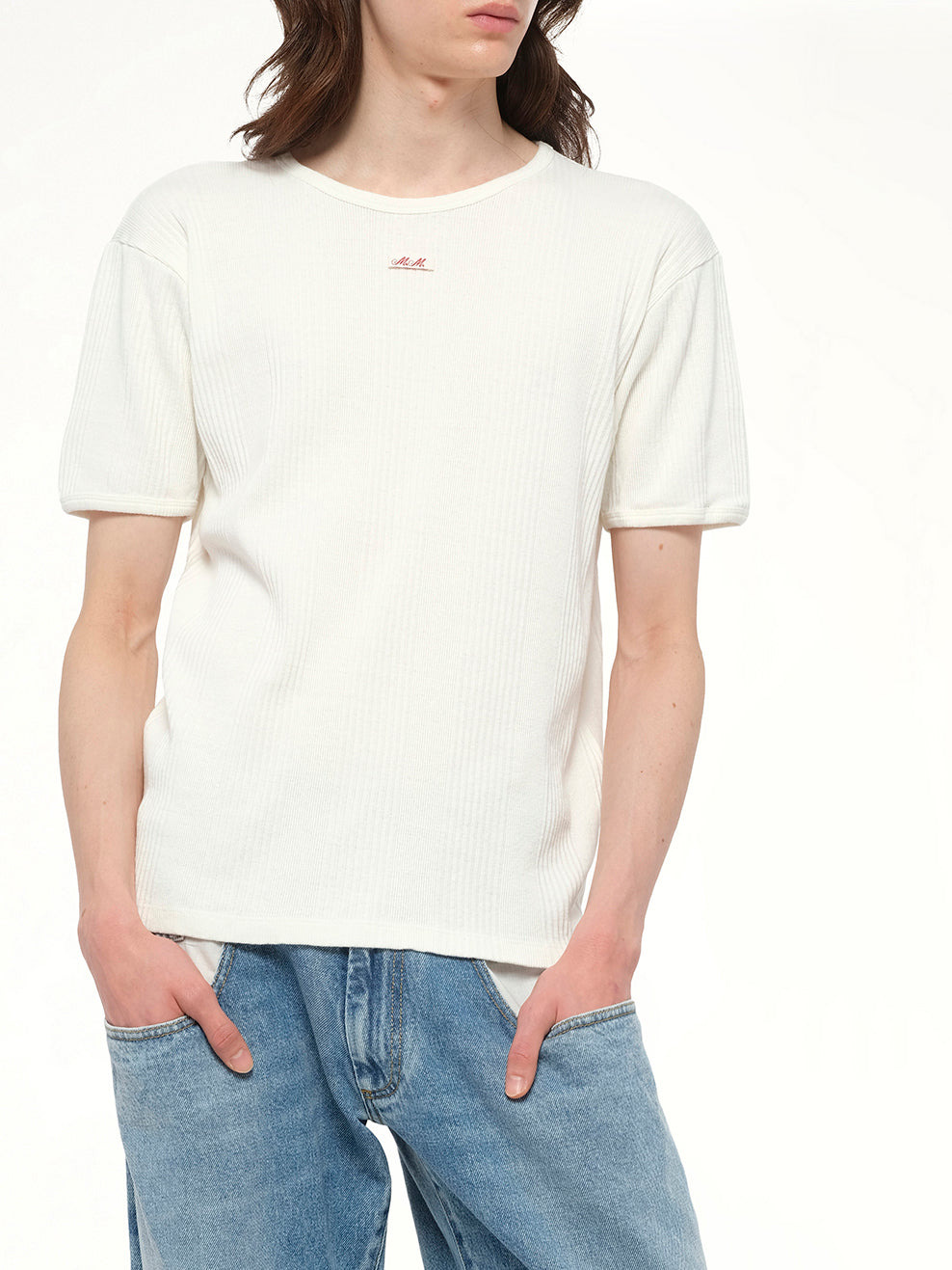 Rib T-Shirt in Off White - 6
