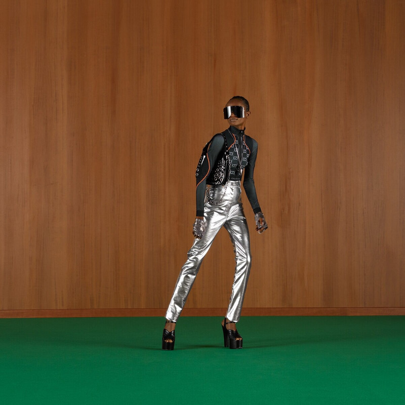 GUCCI Metallic stretch denim pants outlook