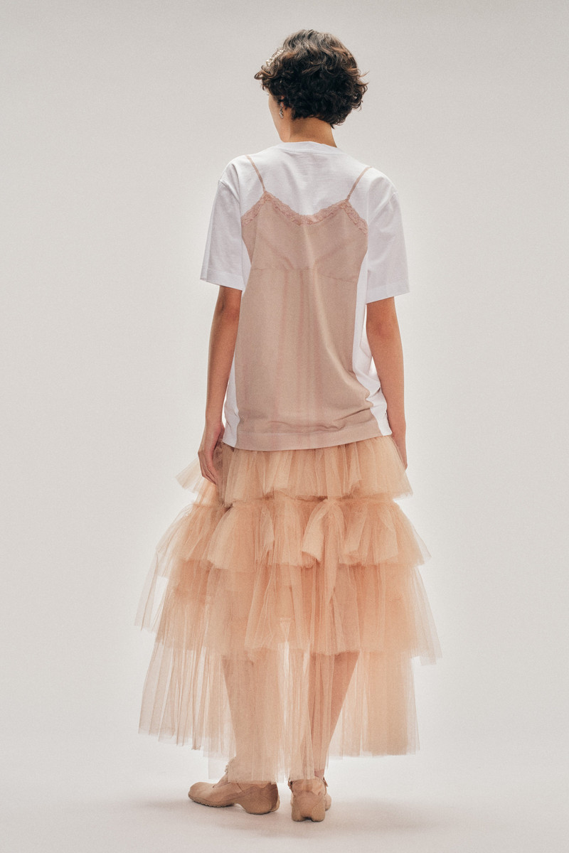 Bow Sash Slip Dress Trompe L'Oeil Print T-Shirt 4