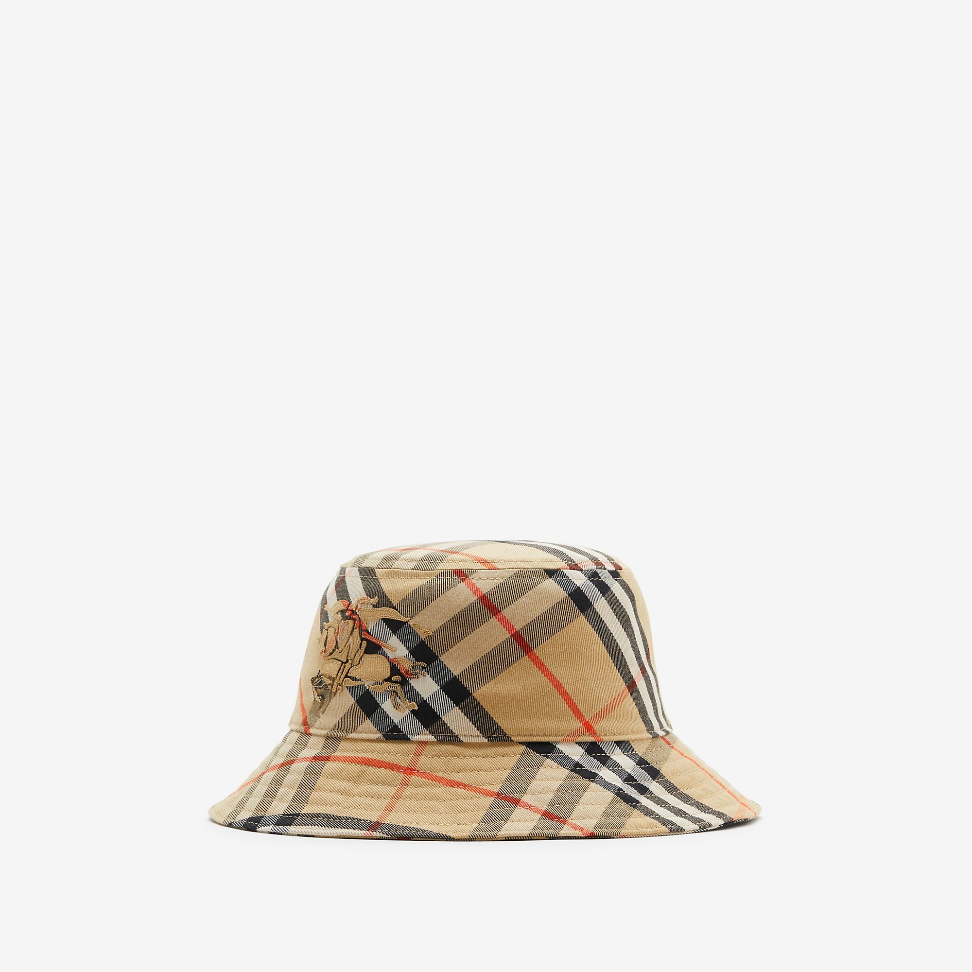 Check Cotton Blend Bucket Hat - 1