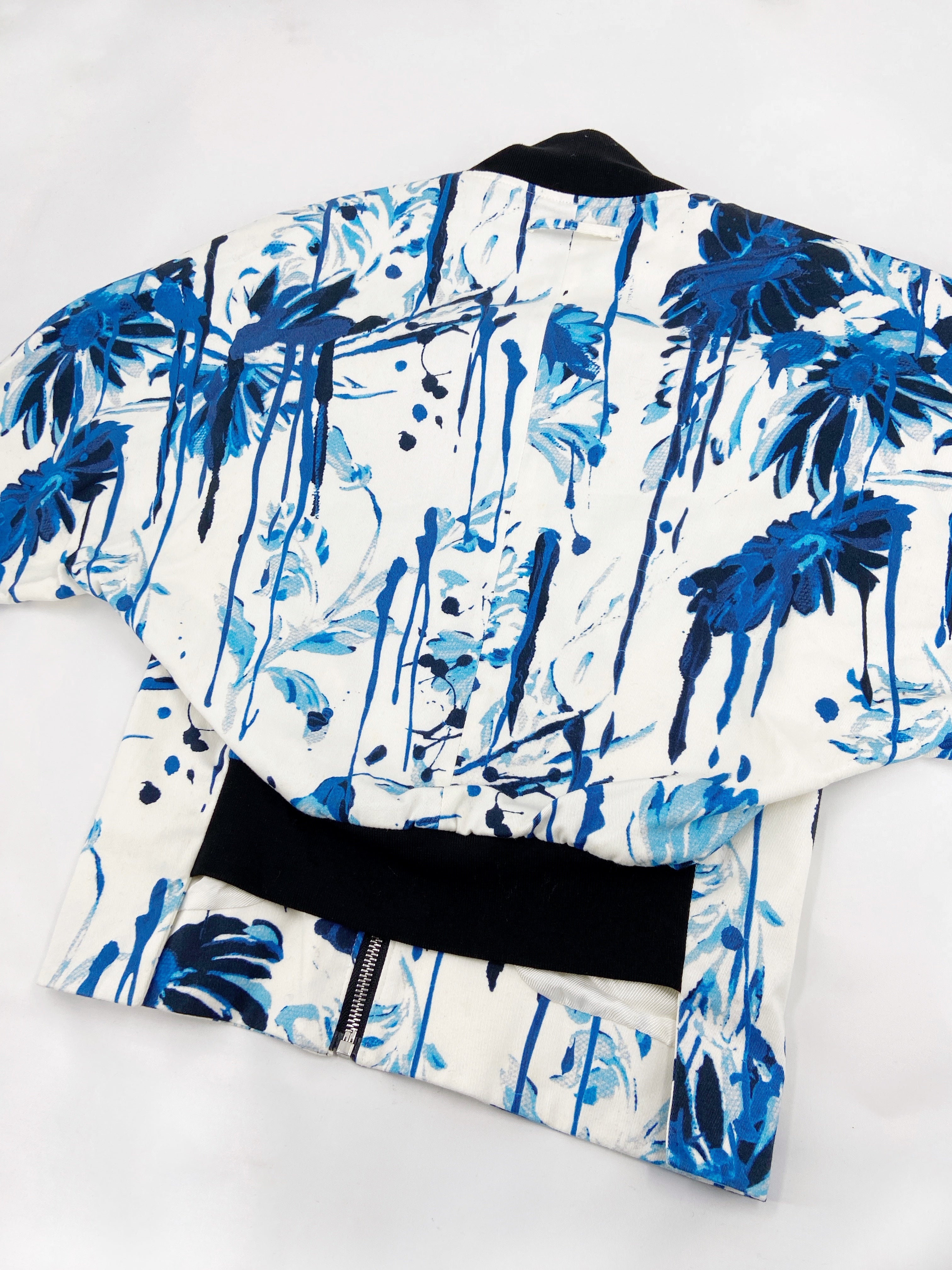 Jean Paul Gaultier Spring 2015 Blue Floral Cropped Bomber 40 - 10