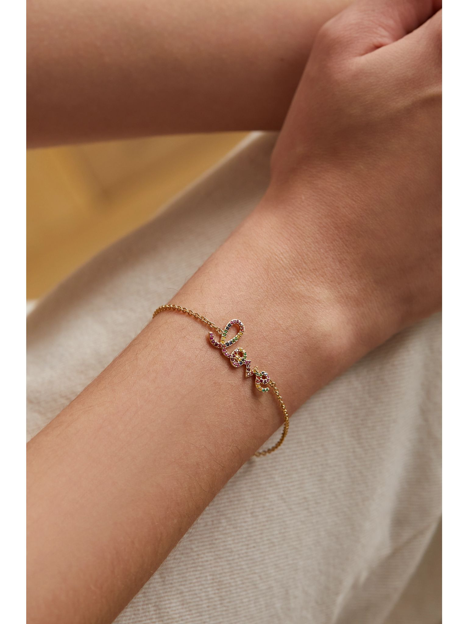 Medium Love 14-karat gold multi-stone bracelet Gold - 2