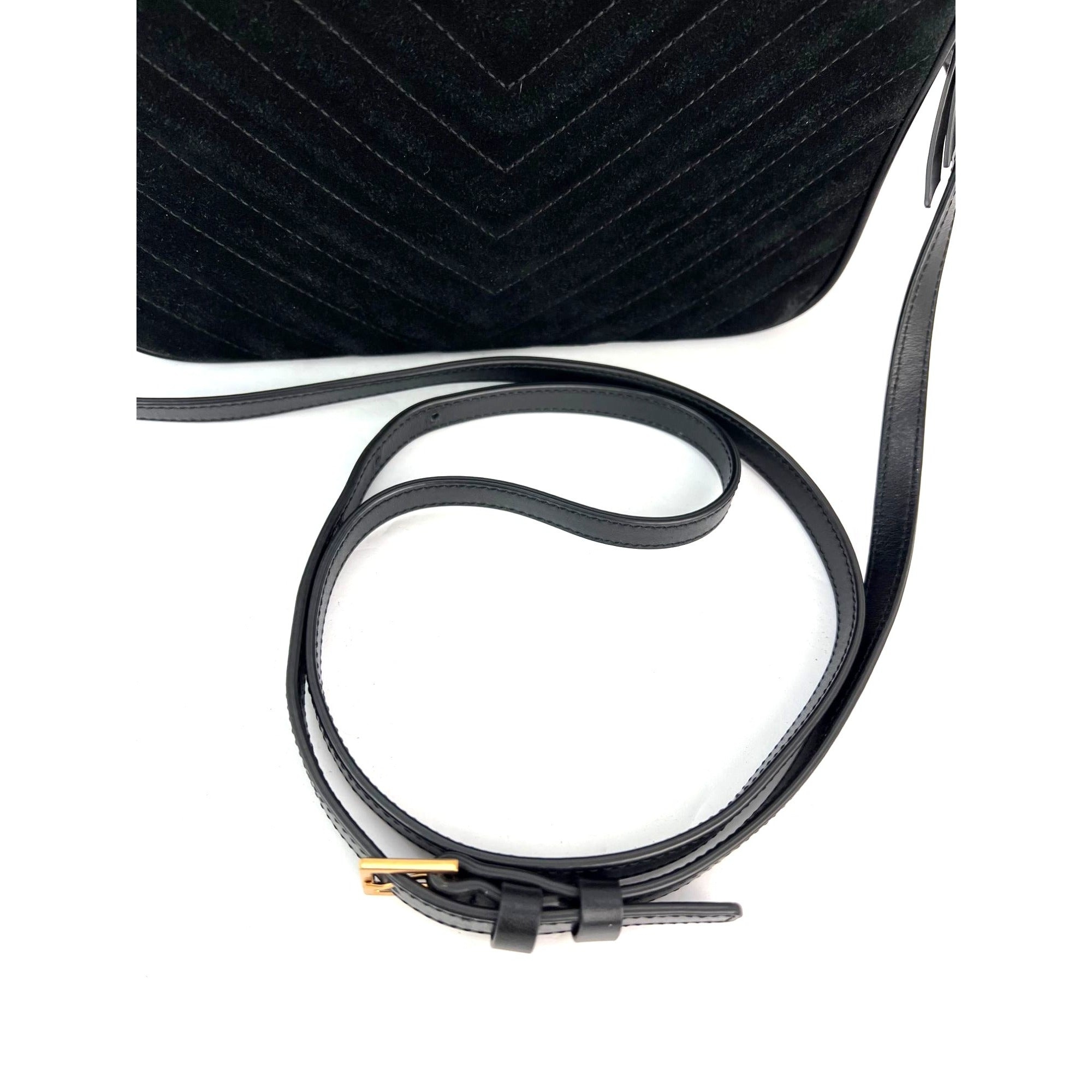YVES SAINT LAURENT Lou Camera Matelasse Black Suede Crossbody Bag - 8
