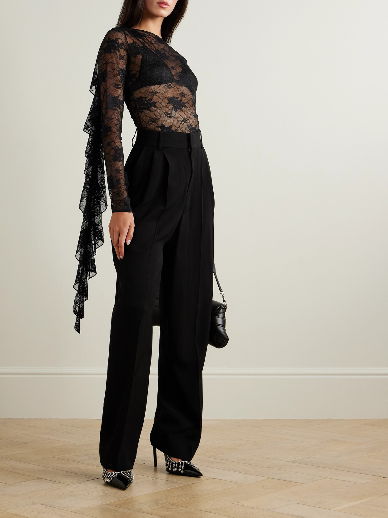 Ruffled Stretch-lace Bodysuit - 2