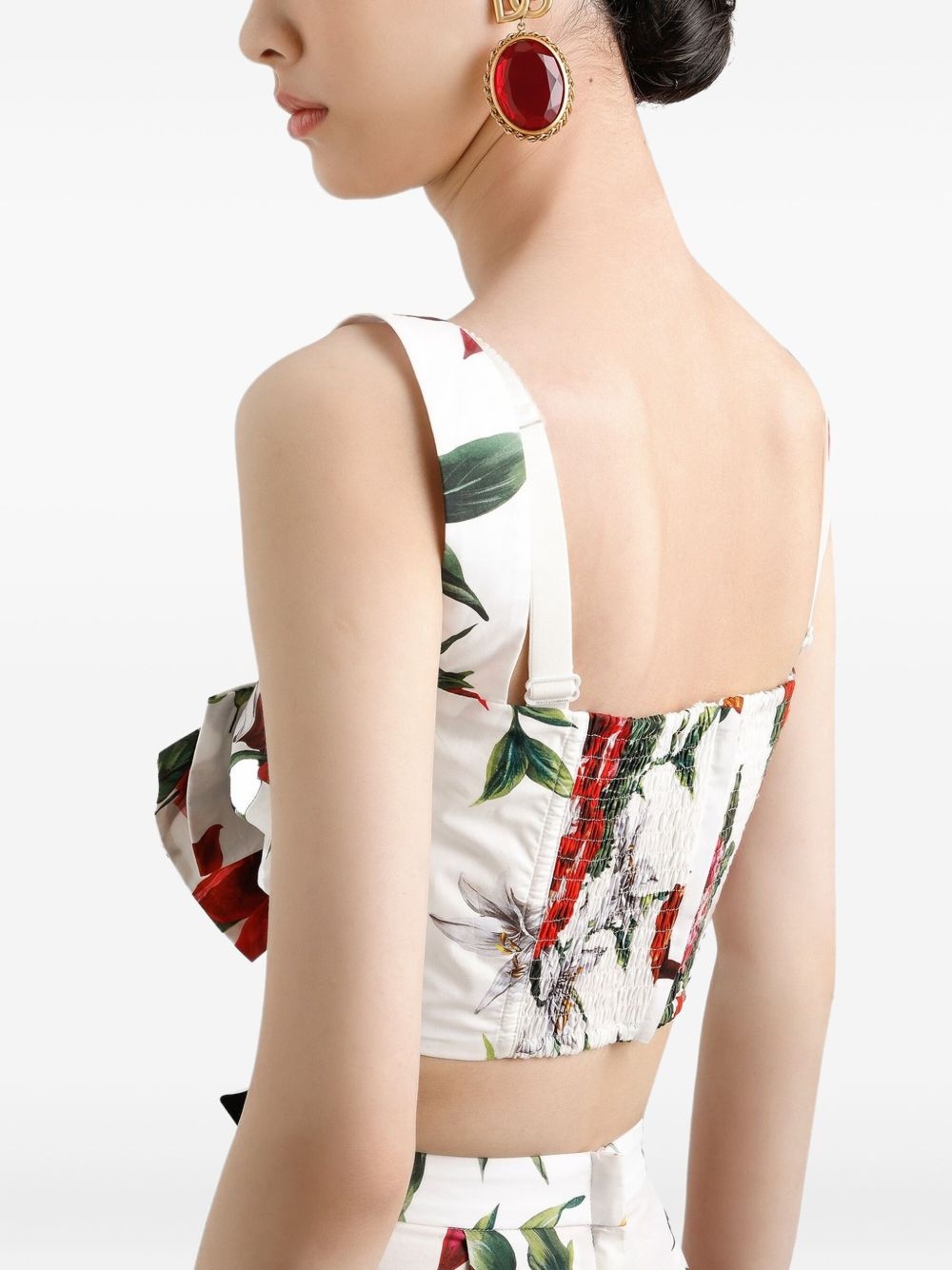 floral-print crop top - 5