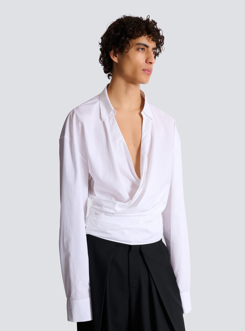 Draped cotton poplin shirt 6