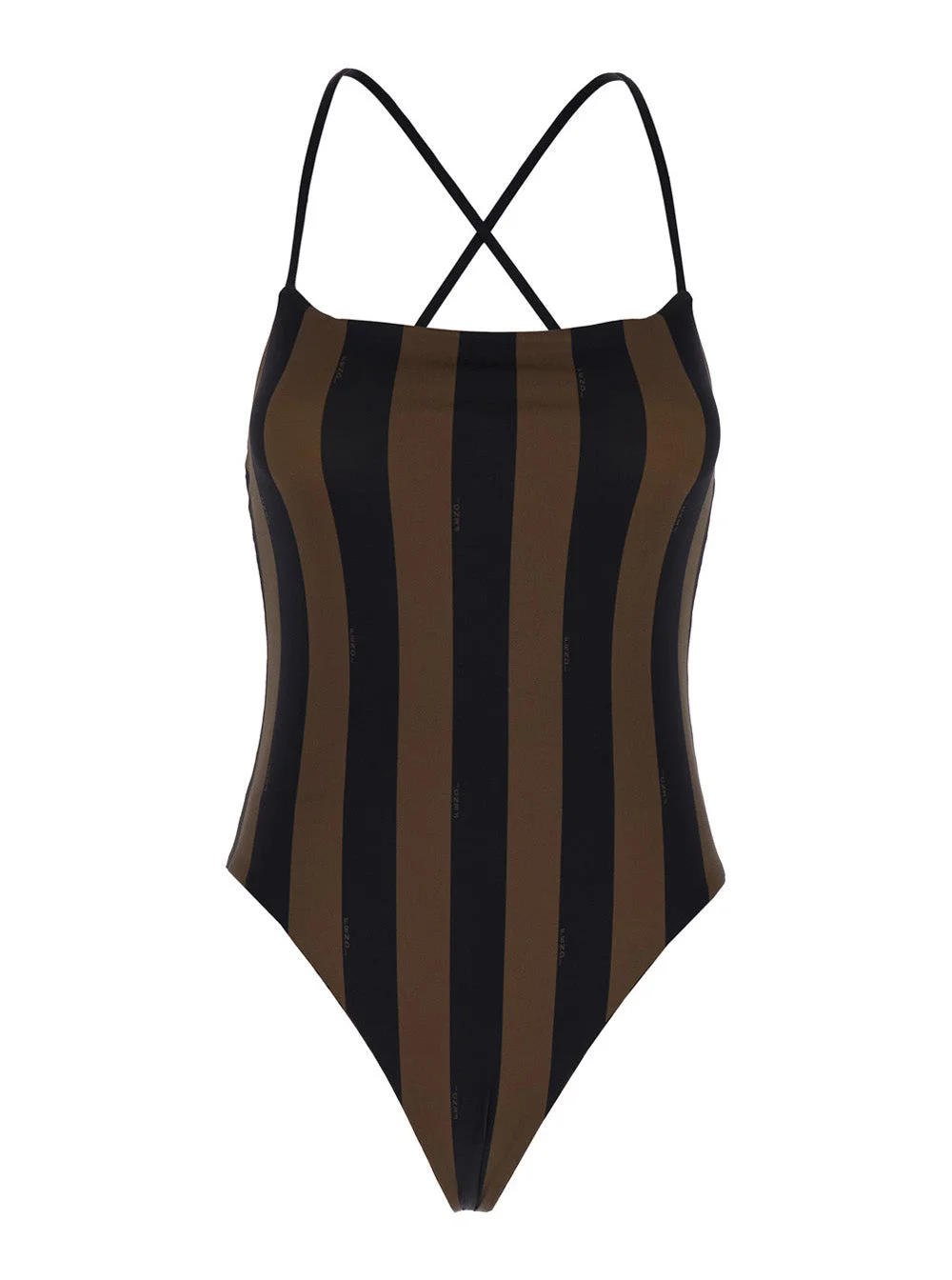 Fendi Women Brown One-Piece Swimsuit With Ff And Stripe Motif In Stretch Fabric Woman - 1