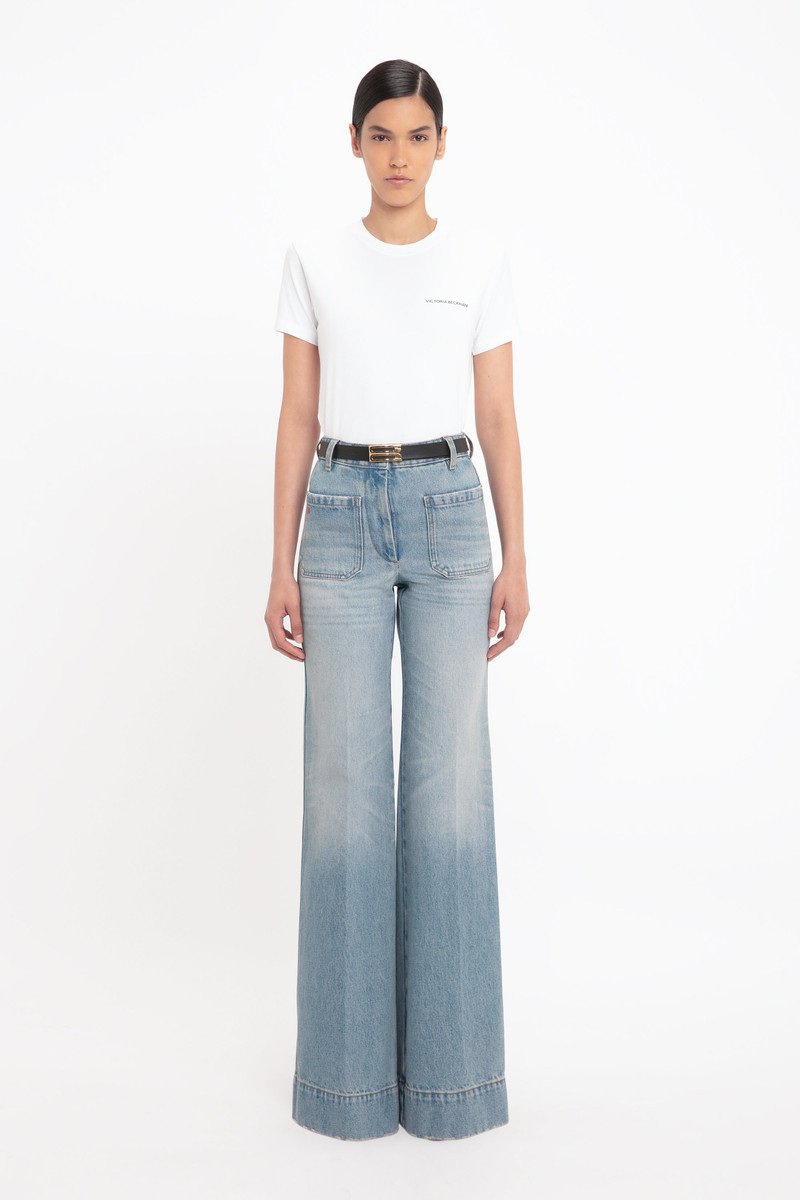 Victoria Beckham Alina High Waisted Jean In Pale Blue Wash outlook