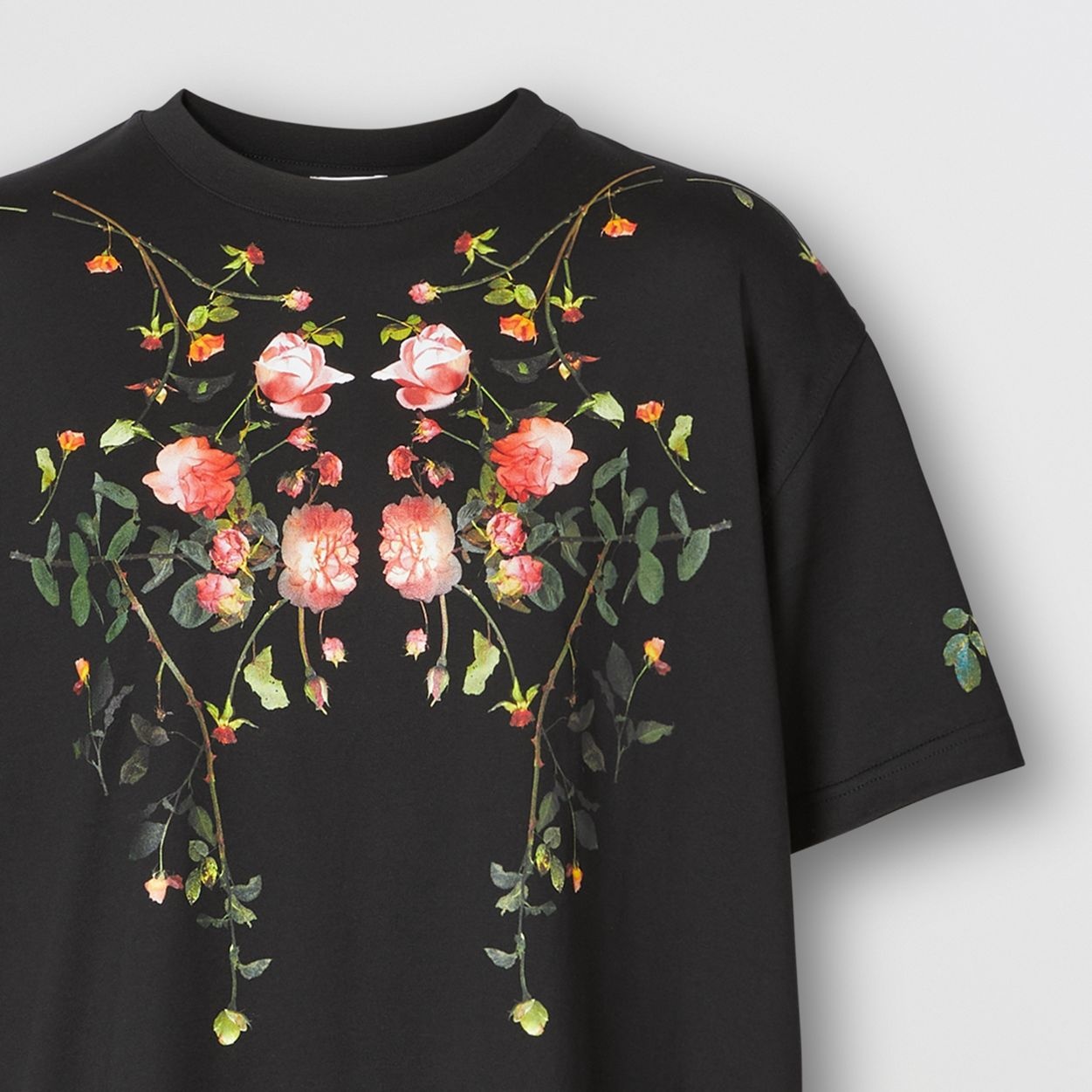 Rose Print Cotton Oversized T-shirt - 6