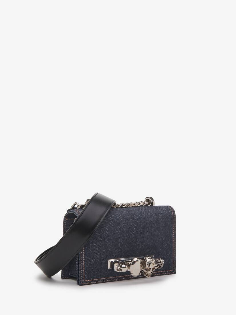 Women's The Biker Mini Jewelled Satchel in Denim - 2