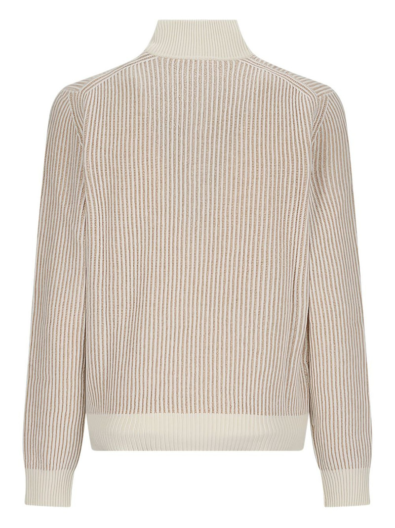 LARDINI striped zip-up cardigan outlook