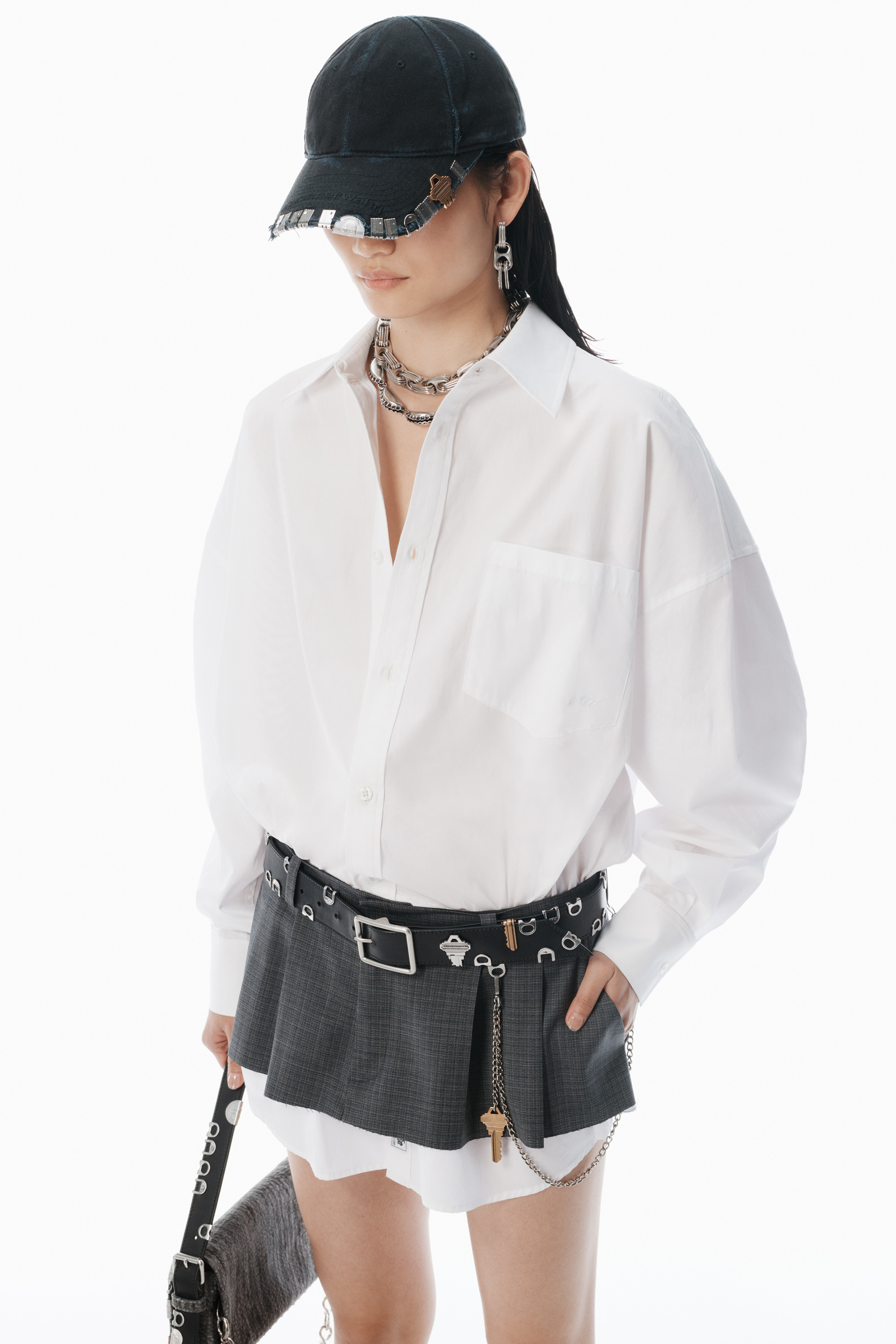 Grey & White Pre-Styled Shirtdress - 3