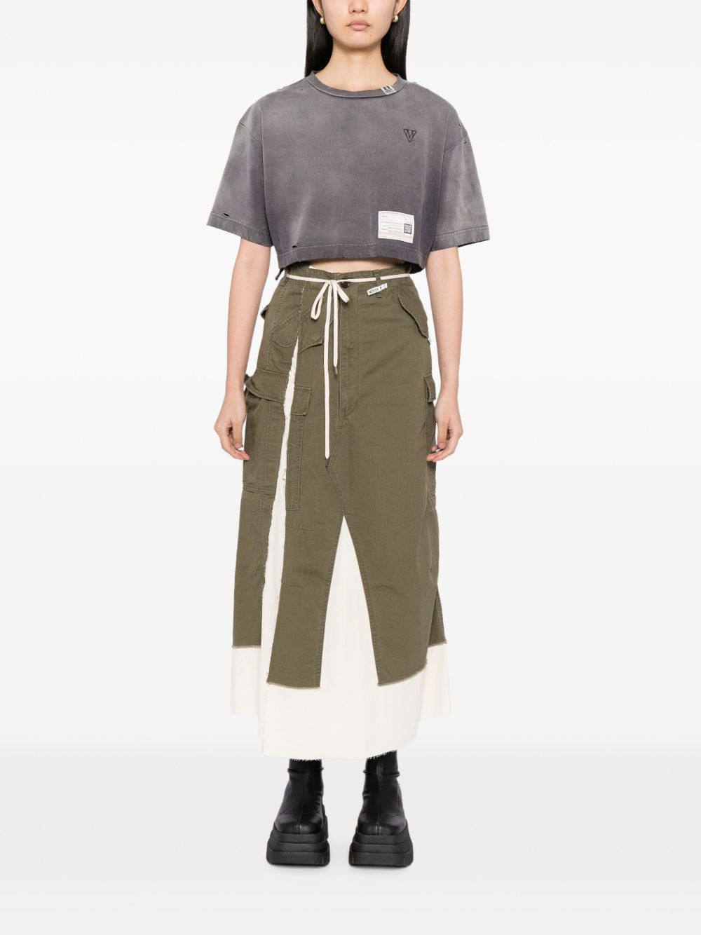 distressed cotton cargo skirt - 2