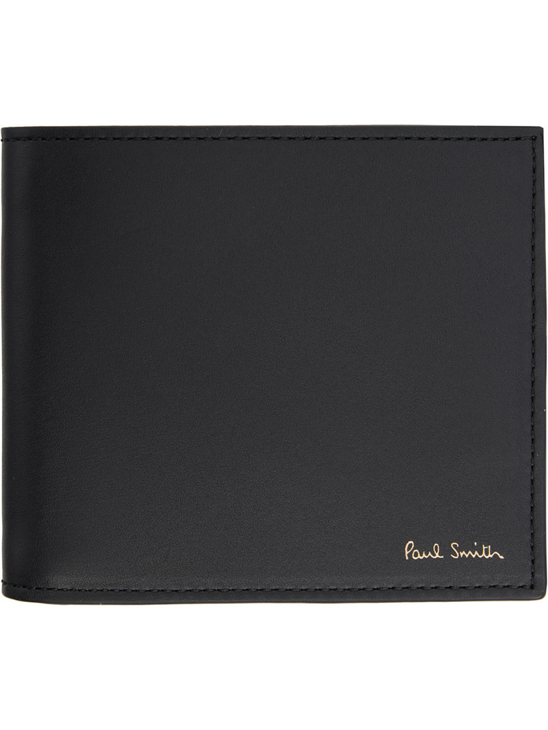 Black Leather 'Signature Stripe' Interior Billfold Wallet 1