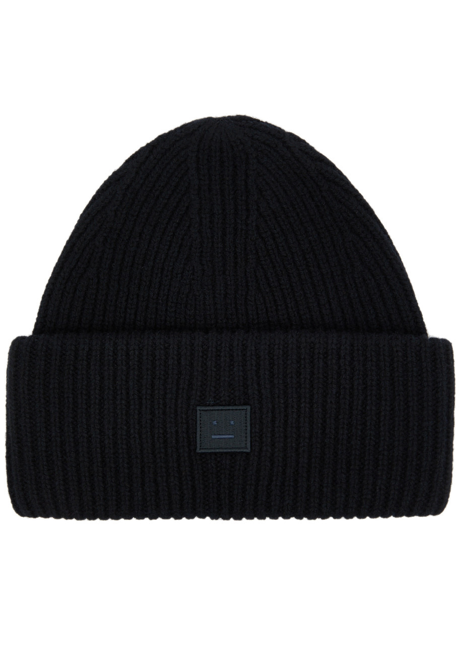 Logo ribbed wool beanie - 1