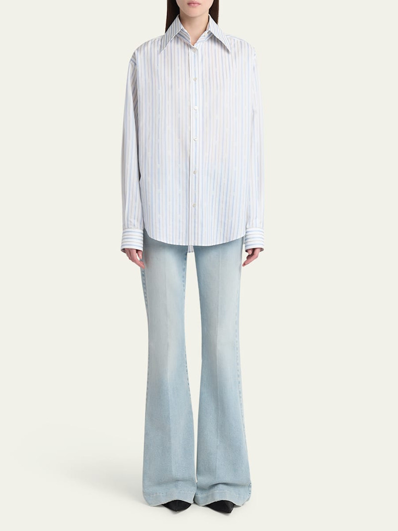 Alexander McQueen Stripe Skull Embroidered Button Down Shirt outlook