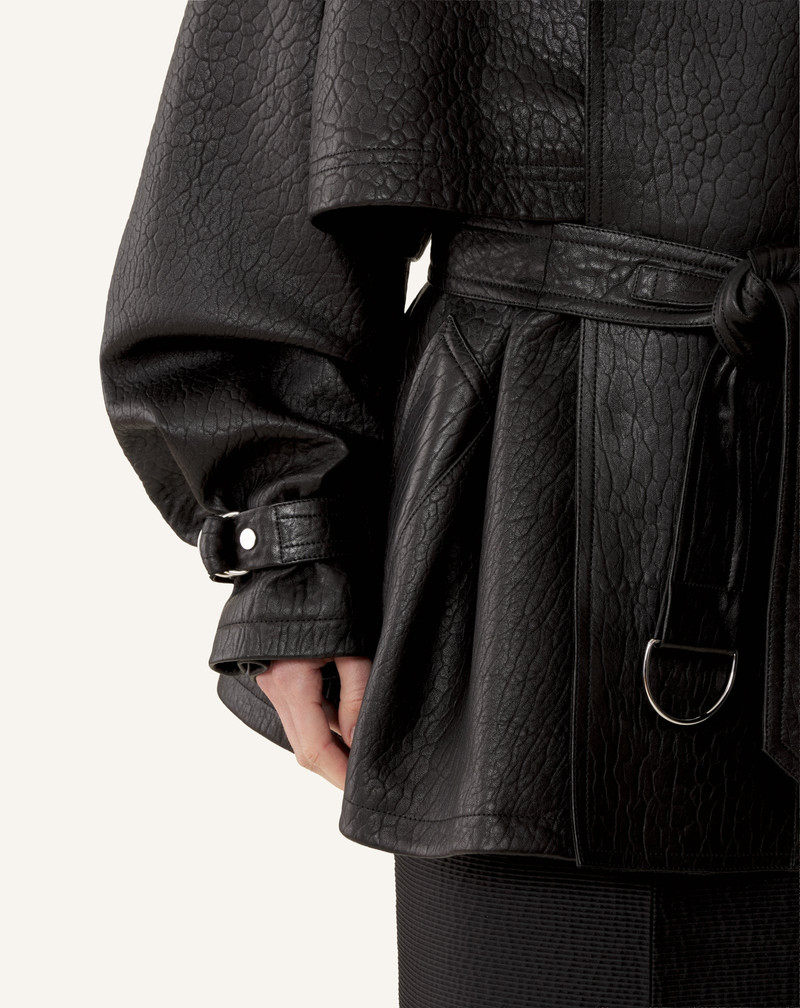 STAND COLLAR LEATHER JACKET 8
