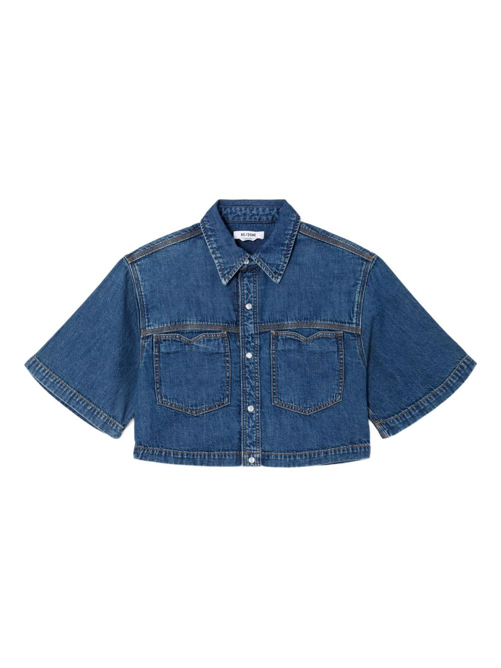 short-sleeve pocket crop shirt - 1