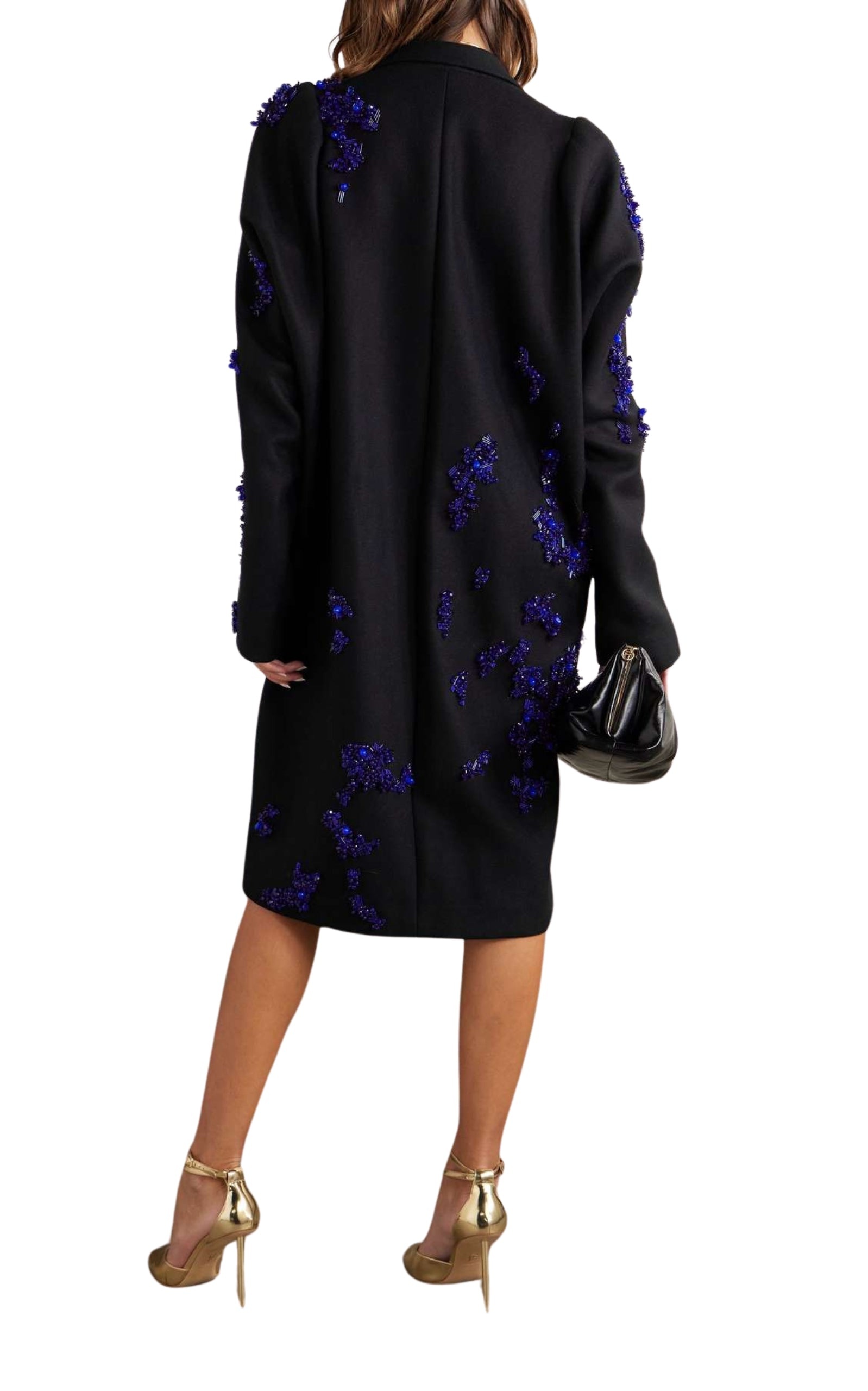 Rinky Embroidered Wool-Blend Cocoon Coat - 4