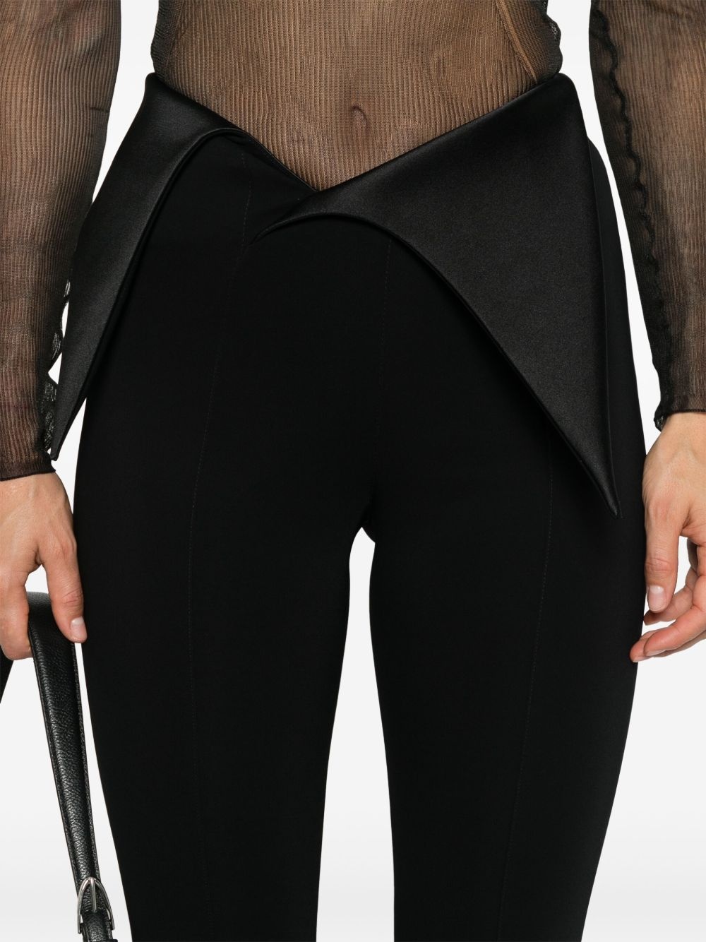 satin-waistband flared trousers - 5