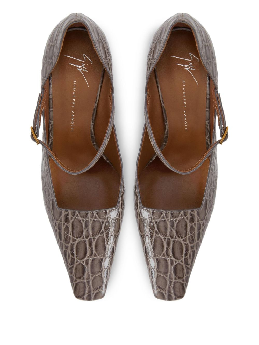 90mm Brita crocodile-effect buckle pumps - 3