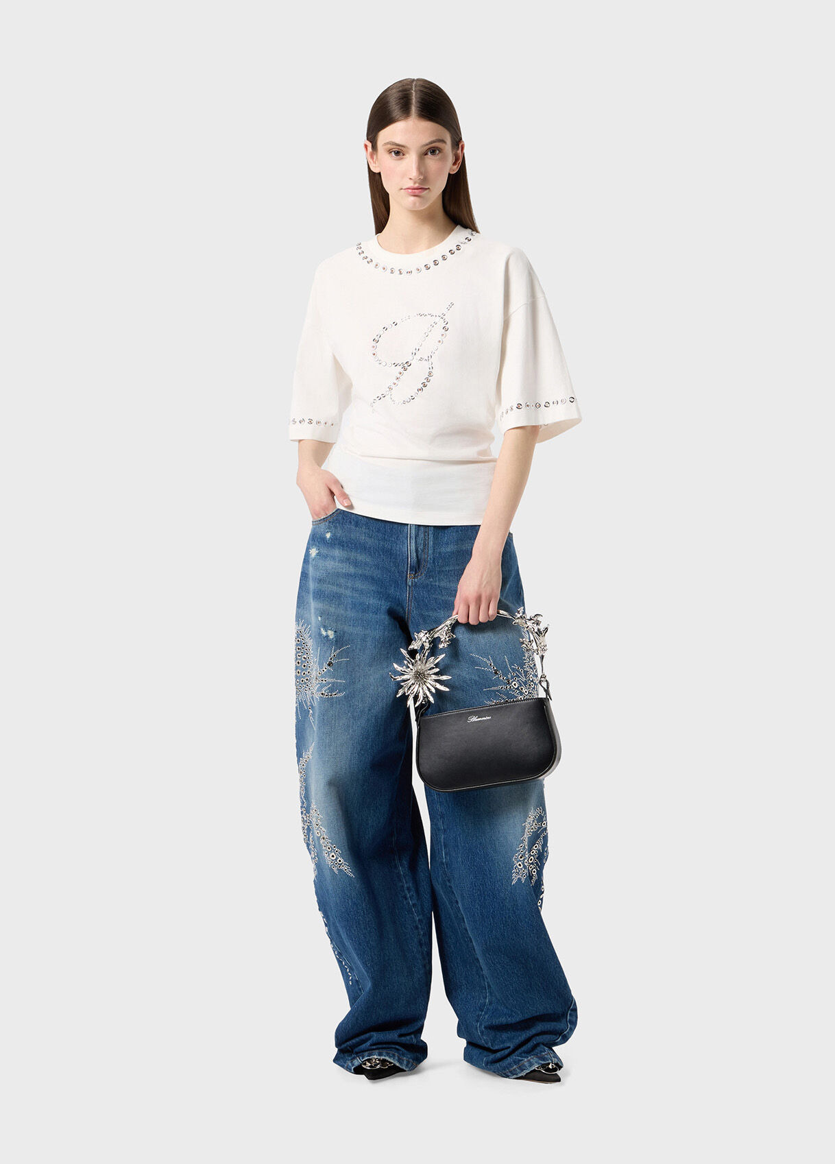 T-SHIRT WITH EMBROIDERED LOGO IN METAL EYELETS - 5