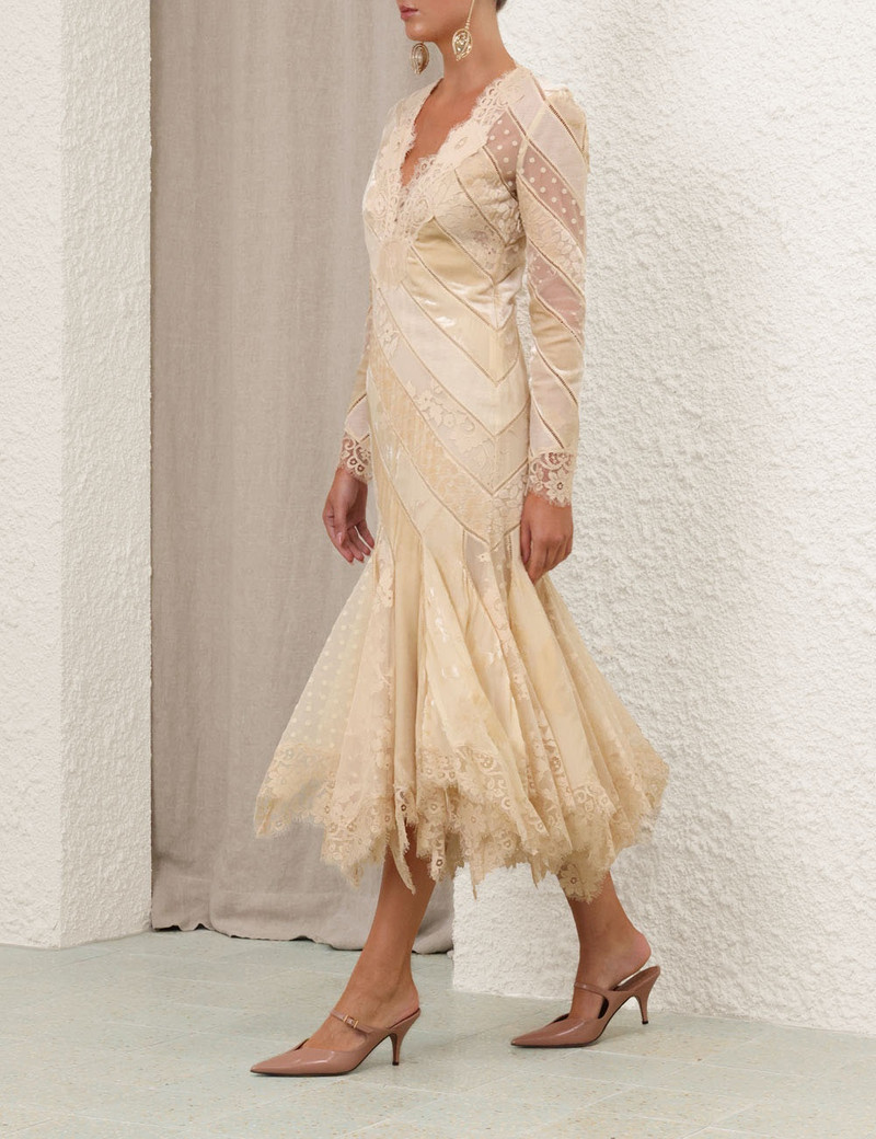 EDEN V NECK SPLICED GOWN 3