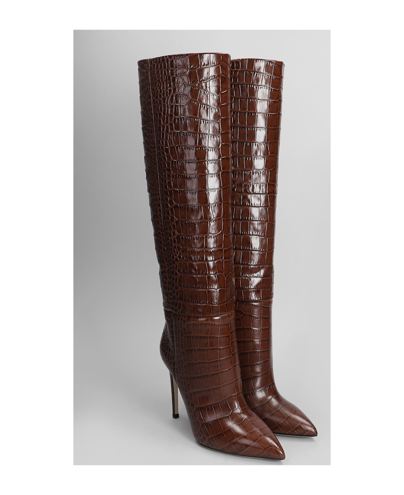 Stiletto Boot High Heels Boots In Brown Leather - 2