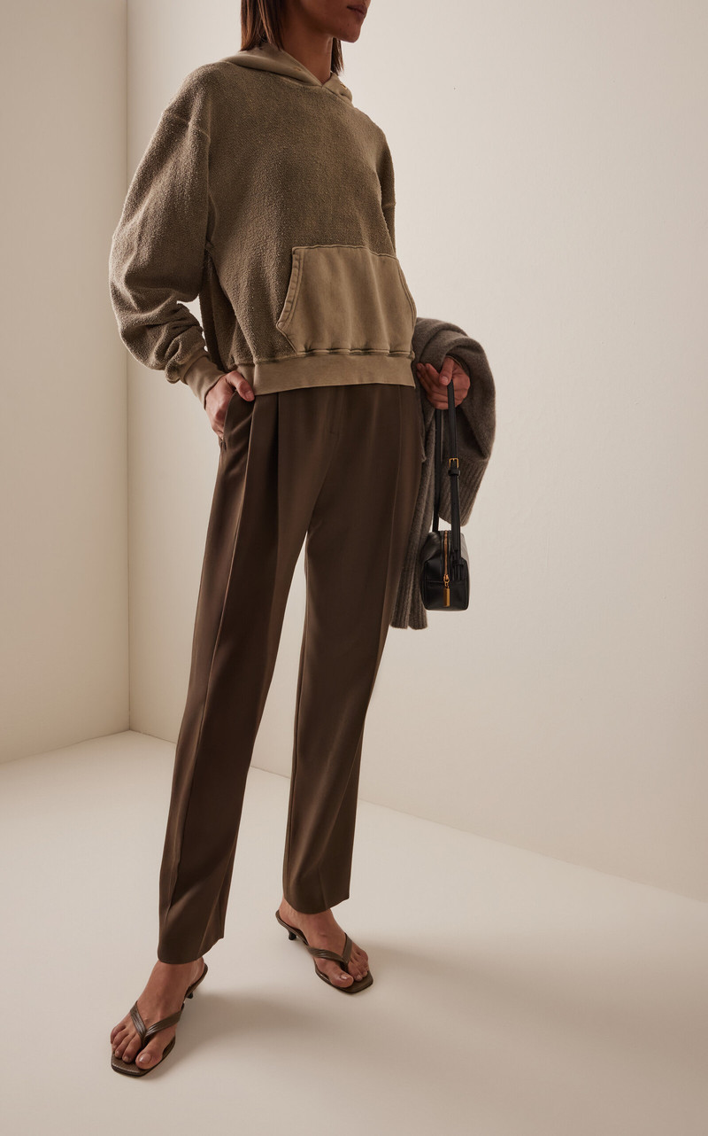 LES TIEN Cara Cropped Cotton Hoodie green outlook