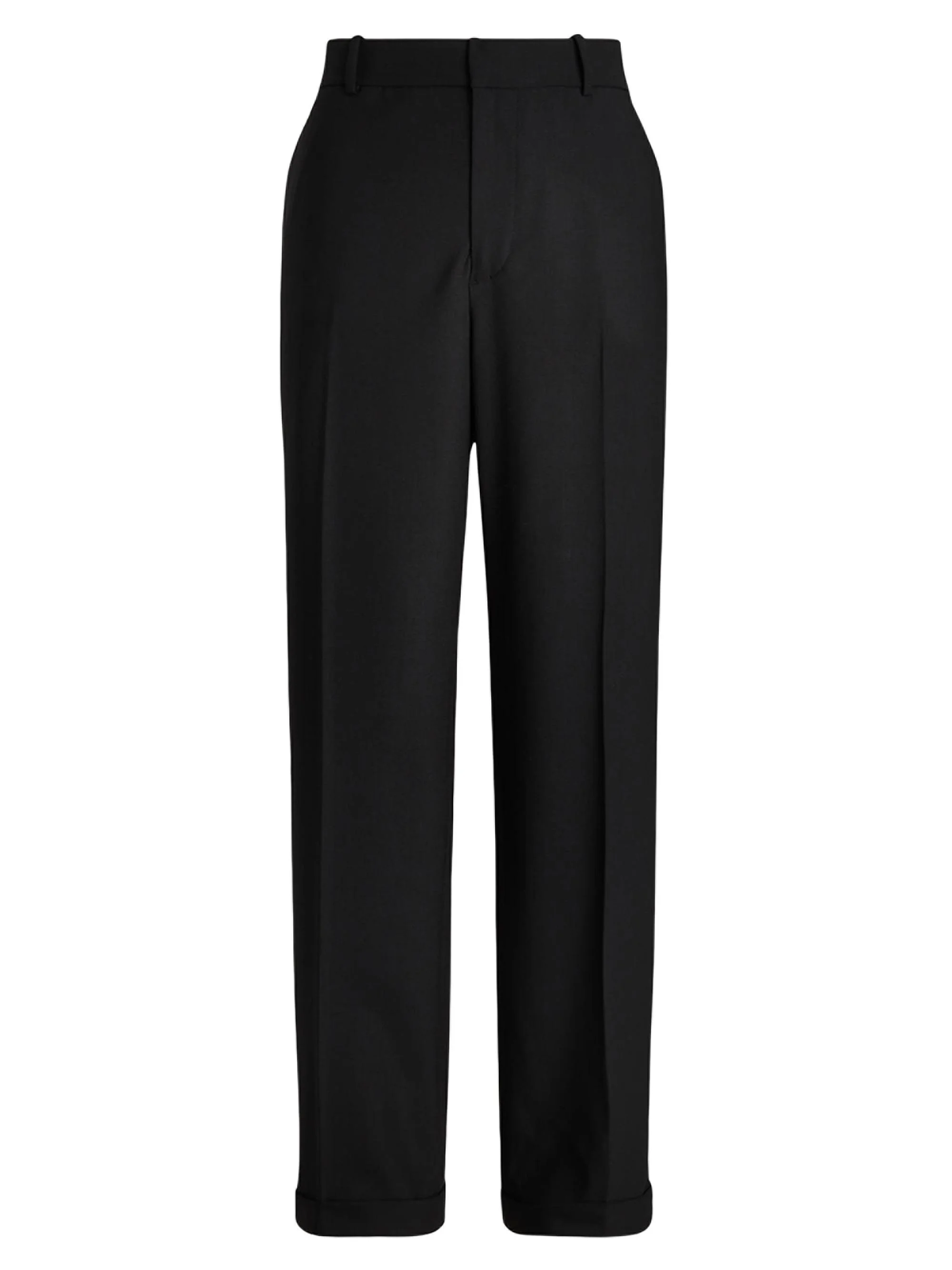Women's Wool Faille Straight-Leg Trousers - Black - 1