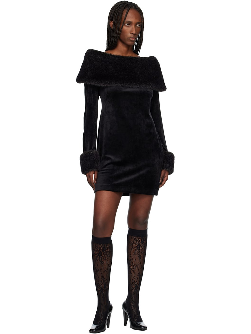 ANNA SUI Black Stretch Velour Minidress outlook