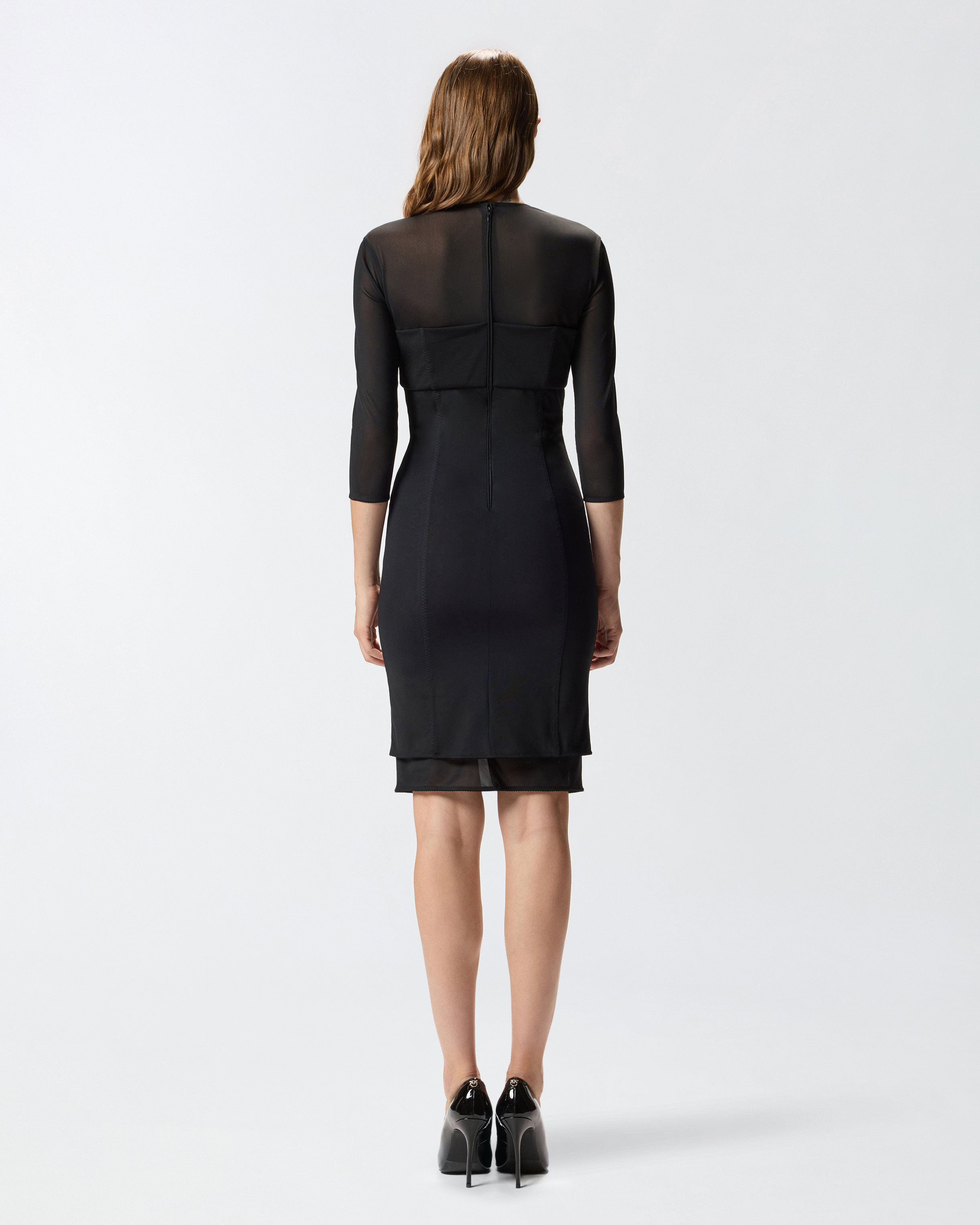 KNEE-LENGTH DRESS WITH SHEER DETAILING - 4