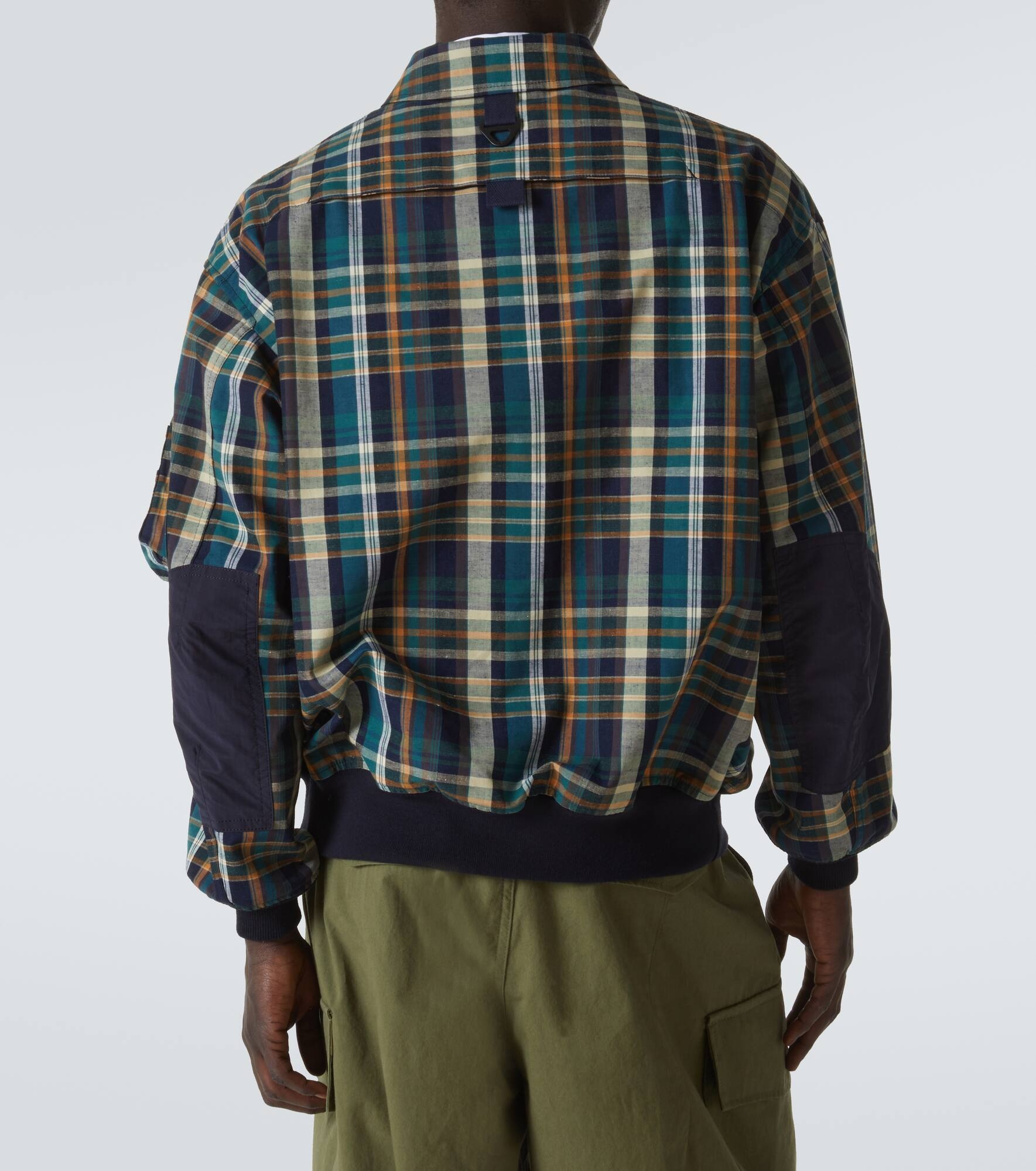 Checked cotton and linen blouson - 4