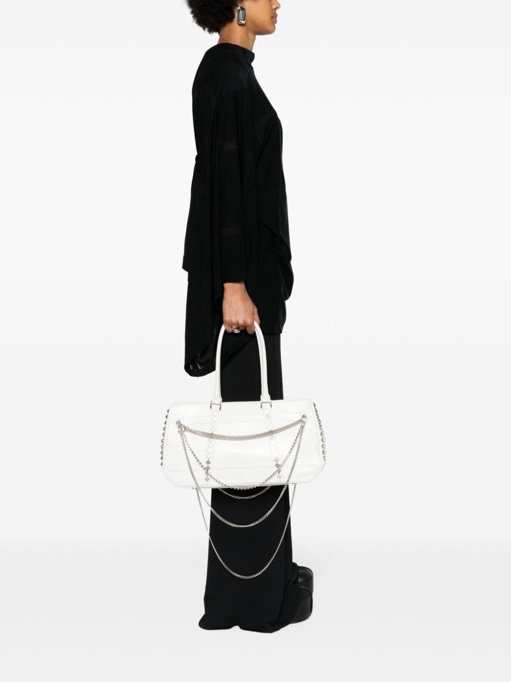 chain-detail leather shoulder bag - 2