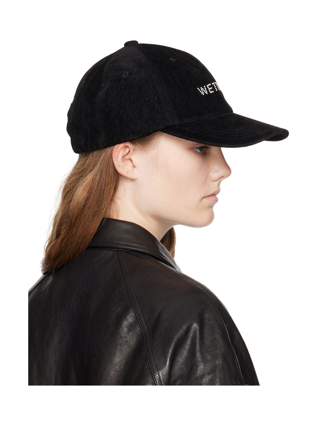 Black Velvet-Denim Cap - 3