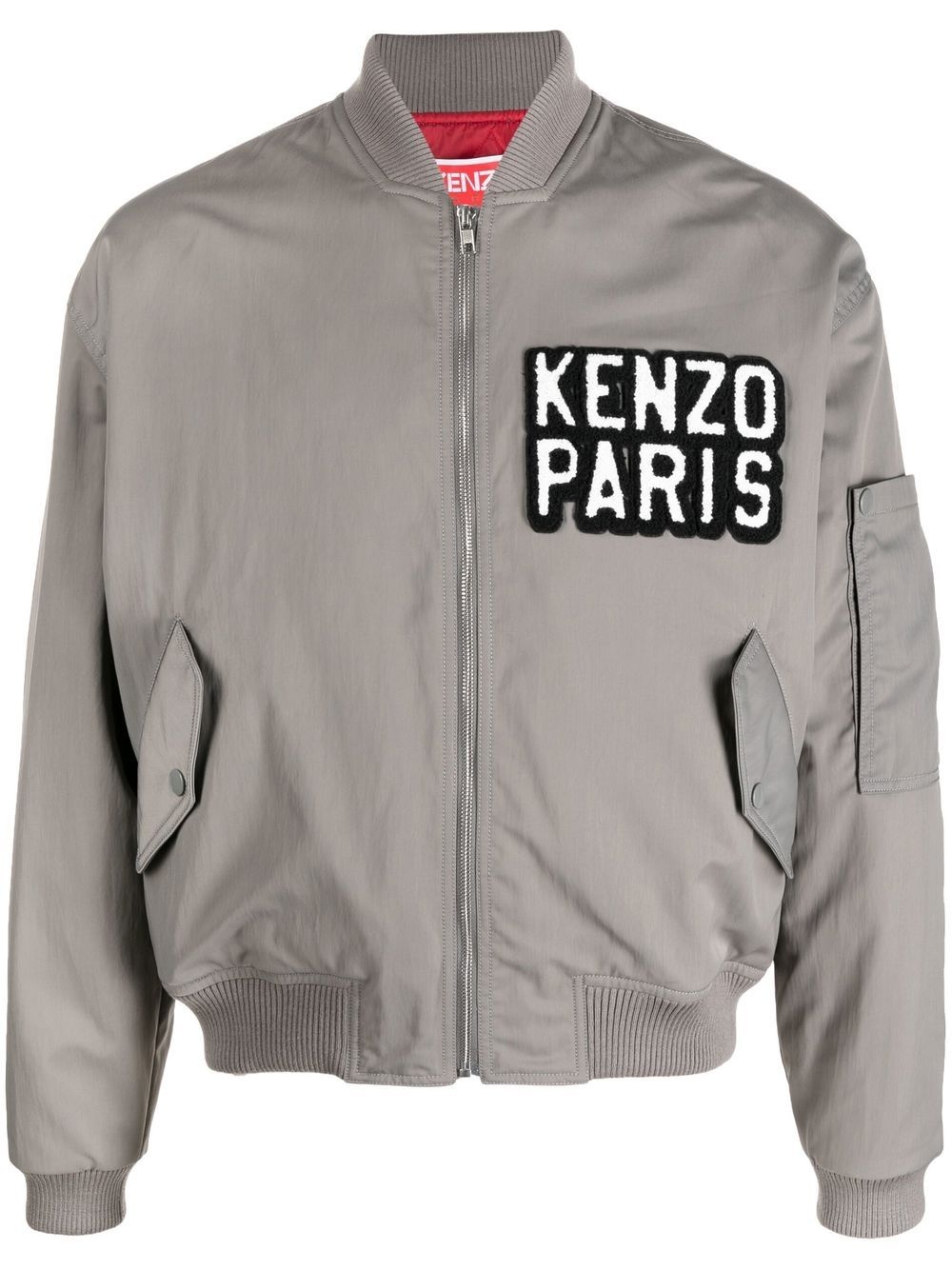 logo-patch bomber jacket - 1