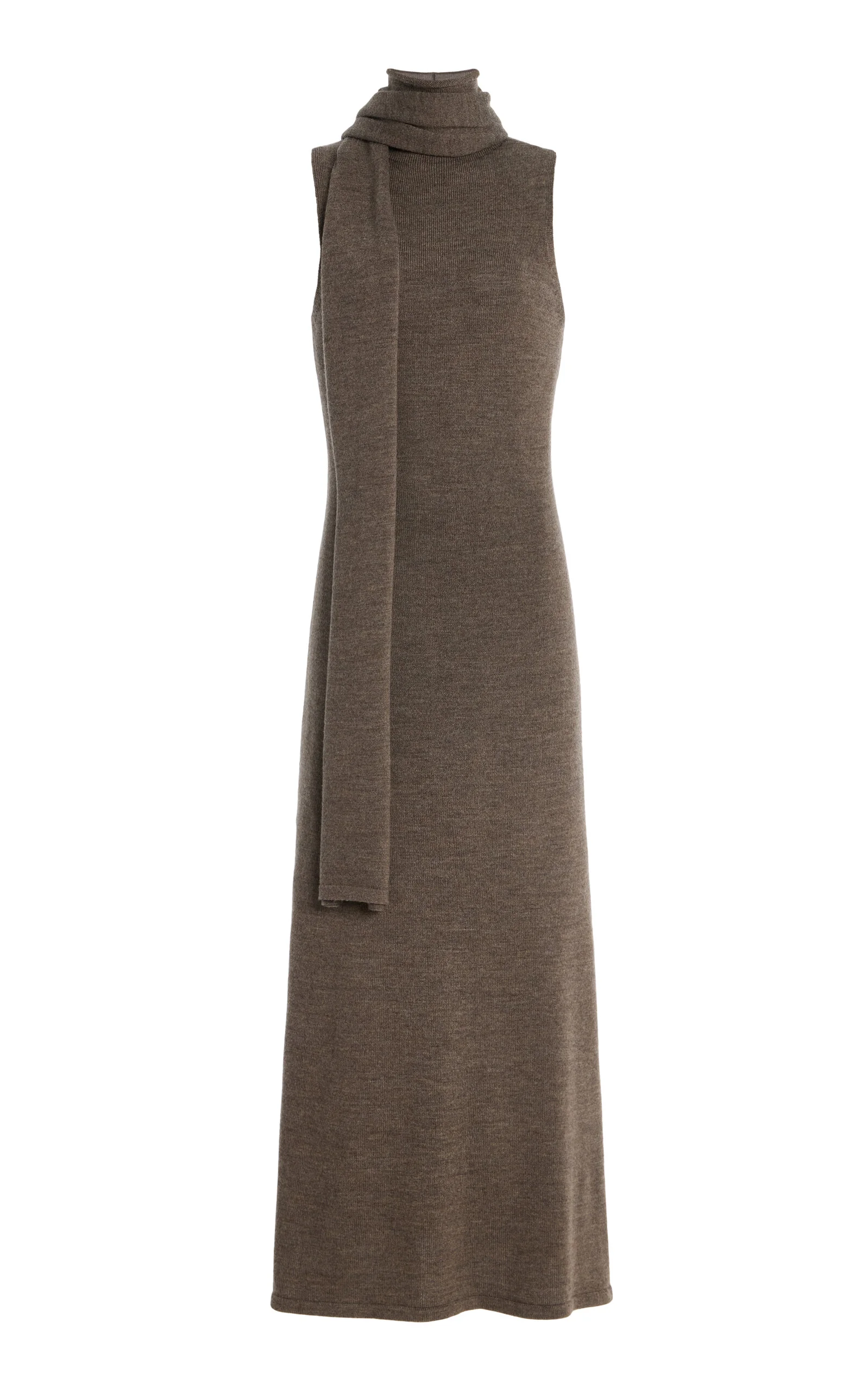 Canal Scarf-Neck Wool Midi Dress brown - 1