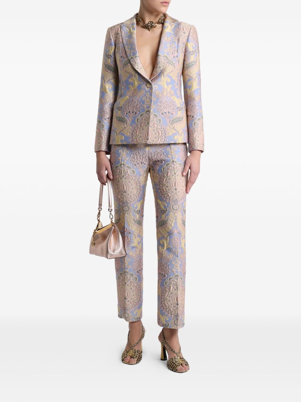 floral-jacquard blazer - 2