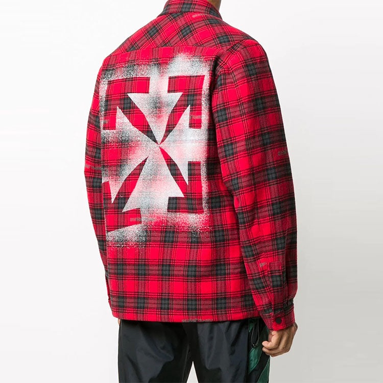 Off-White FW20 Cotton Arrows Printing Jacket Men Red OMEM001E20FAB0012510 - 3