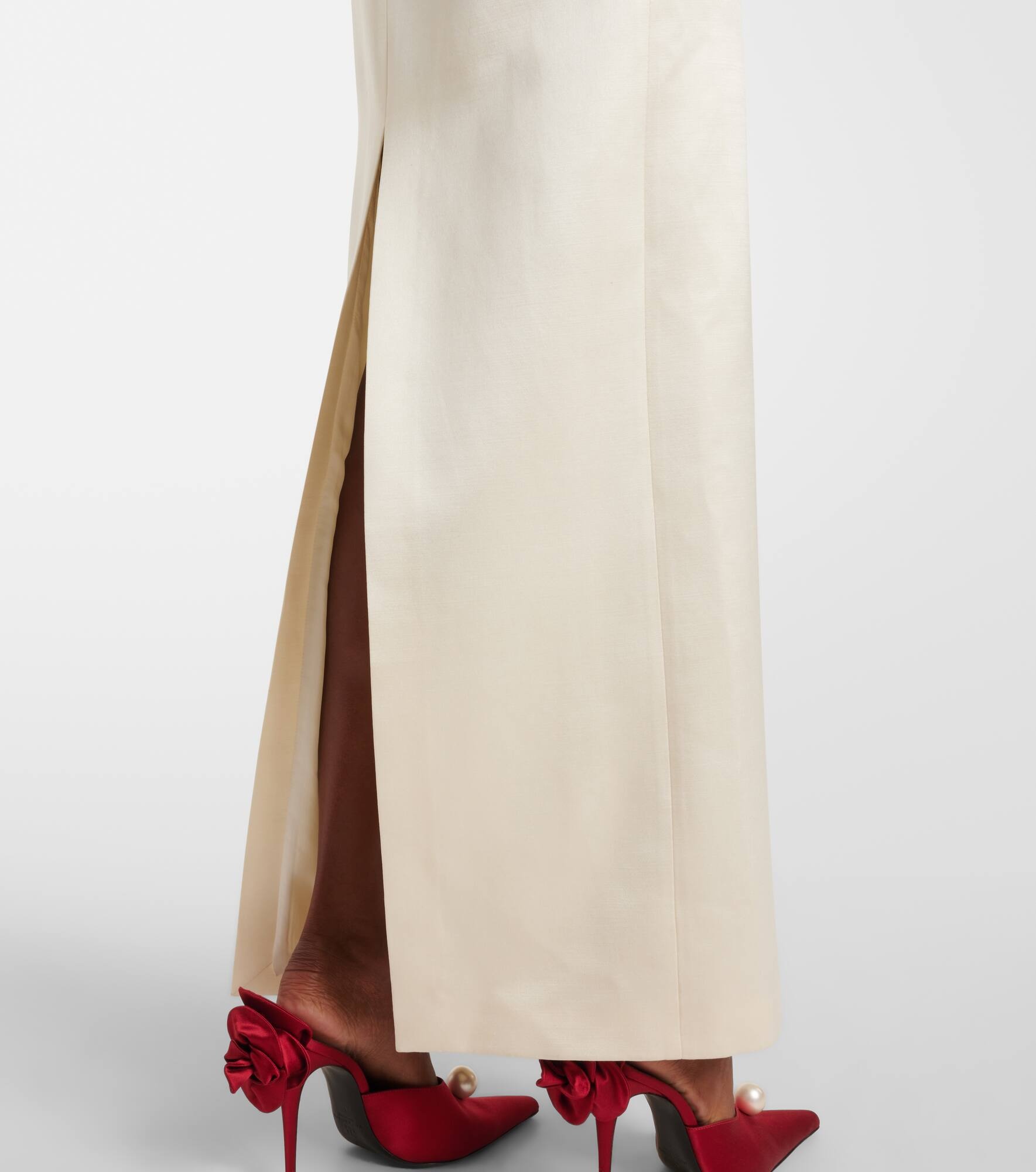 Floral-appliqué satin corset gown - 5