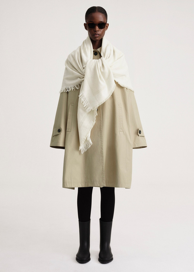 Monogram wool cashmere scarf macadamia 1