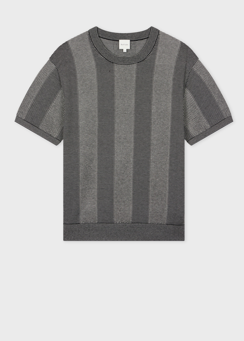 Black Silk-Blend Geo Short-Sleeve Sweater 1