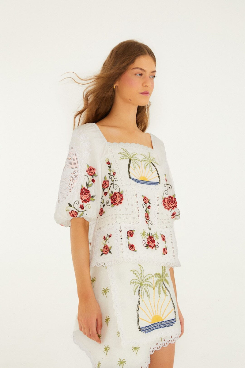 Off-White Tropi Scarf Embroidered Organic Cotton Blouse 5
