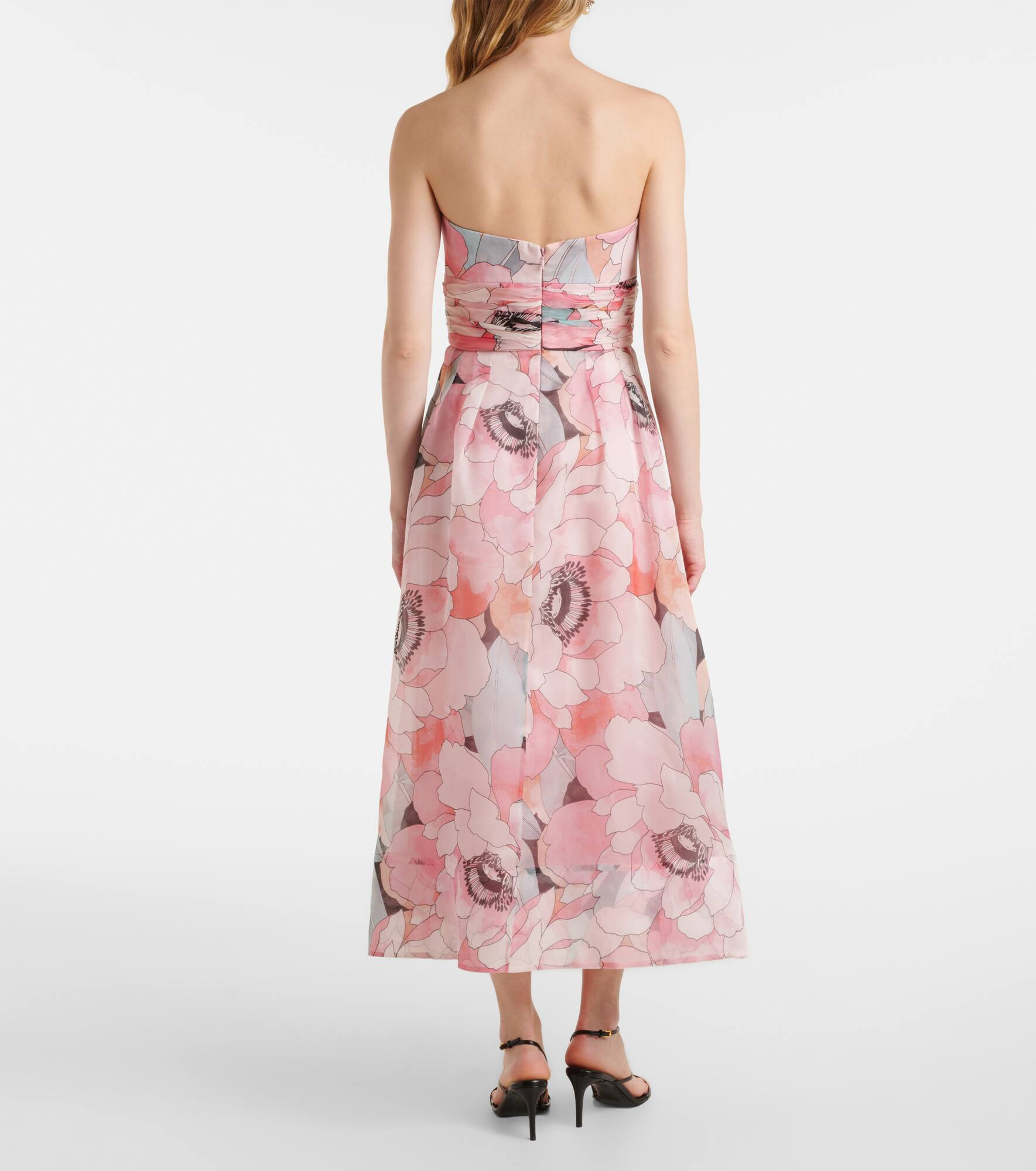 Bridal Bouquet floral silk midi dress - 3